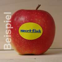 Roter Apfel mit farbigem PR-Label