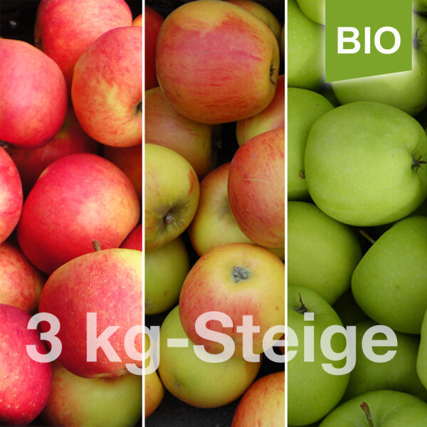 Bio-Äpfel 3kg-Steige / Probierpaket mit 3 Sorten