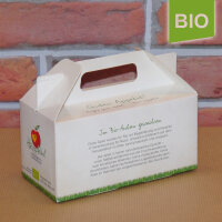 Box mit 2 roten Bio-Äpfeln / Herzapfelhof Box / Äpfel ohne Motiv