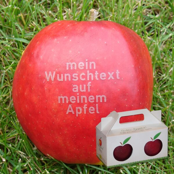 Liebesapfel rot / Wunschtext / Herzapfelhofbox