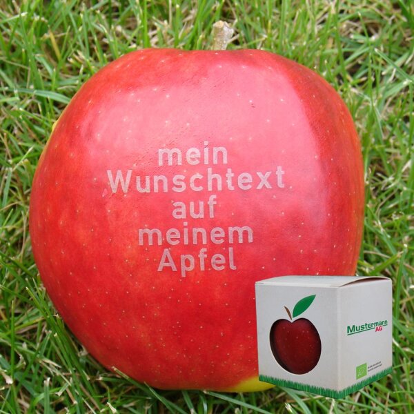 Roter Apfel mit Namen / BOX indiv. 4cDruck