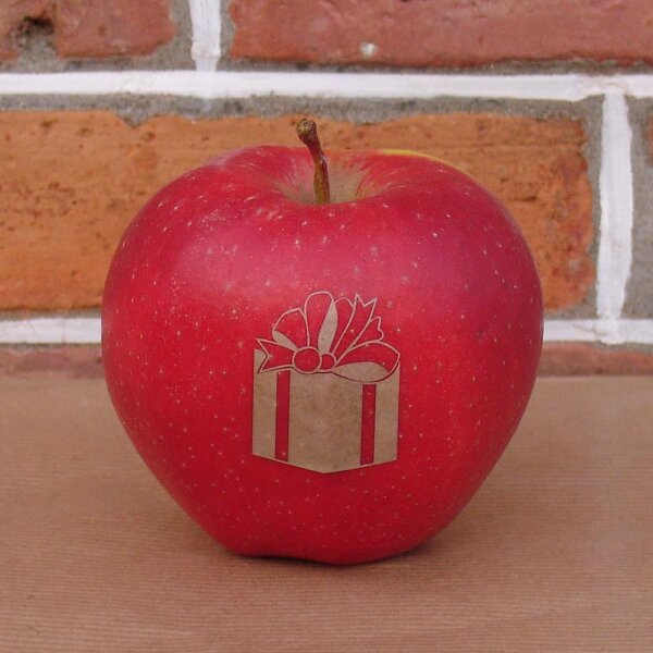 Rote Weihnachtsäpfel mit Motiv / Geschenk