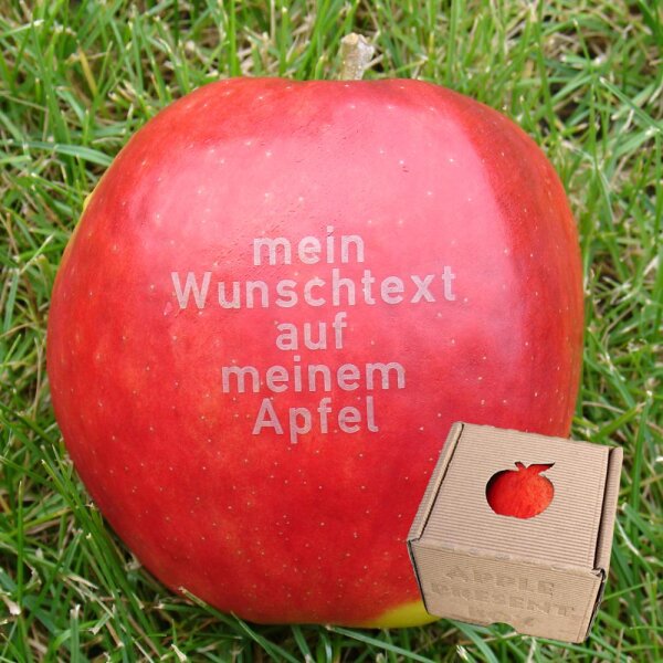 Roter Apfel mit Namen in APPLE PRESENT BOX