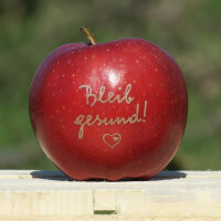 Roter Apfel mit Motiv "Bleib gesund"|truncate:60
