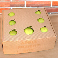 9 grüne Logo-Äpfel Laser in 9er Apple Present Box verpackt