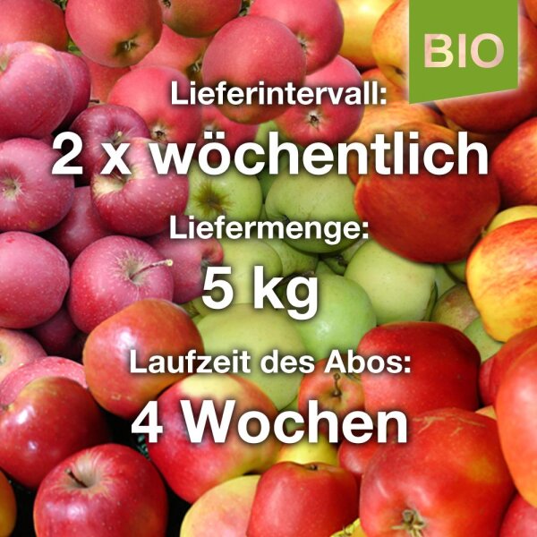 Bio-ApfelAbo / 2xwöchentlich / 5kg=ca.25-35Äpfel / 4 Wochen