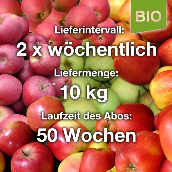 Bio-ApfelAbo / 2xwöchentlich / 10kg=ca.50-70Äpfel / 50 Wochen