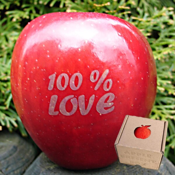 Apfel mit Branding 100% Love