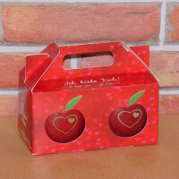 Box mit 2 roten Bio-Äpfeln / Ich liebe Dich Box / Herzäpfel