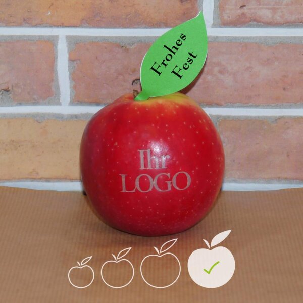 LOGO-Apfel / rot / sehr groß / Blatt Frohes Fest