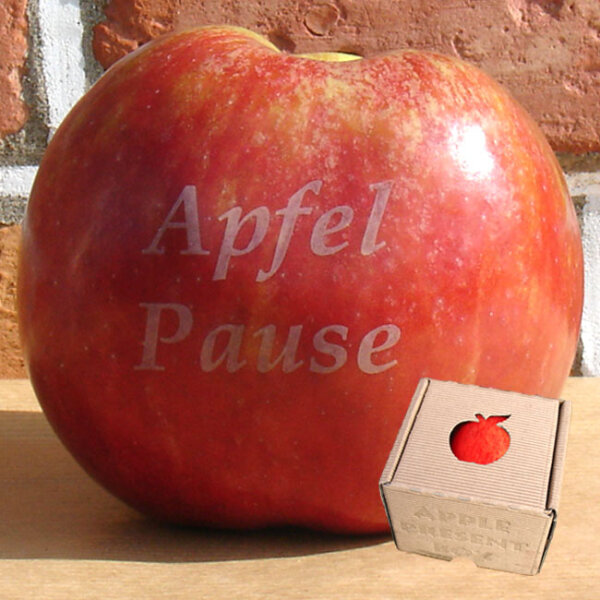 Apfel mit Branding Pause