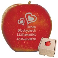 Apfel "Herzlichen Glückwunsch" mit 2 Freizeilen|truncate:60
