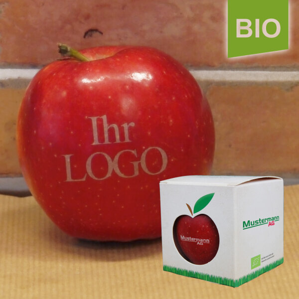 LOGO-Apfel rot in Box / indiv. Druck 4c kleine Box
