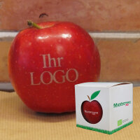 LOGO-Apfel rot in Box / indiv. Druck 4c kleine Box