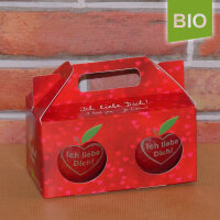 Box mit 2 roten Bio-Äpfeln / Ich liebe Dich Box /...