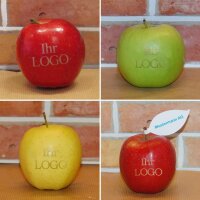LOGO-Apfel / rot / sehr groß / Blatt Danke