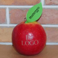 LOGO-Apfel / rot / sehr groß / Blatt Danke