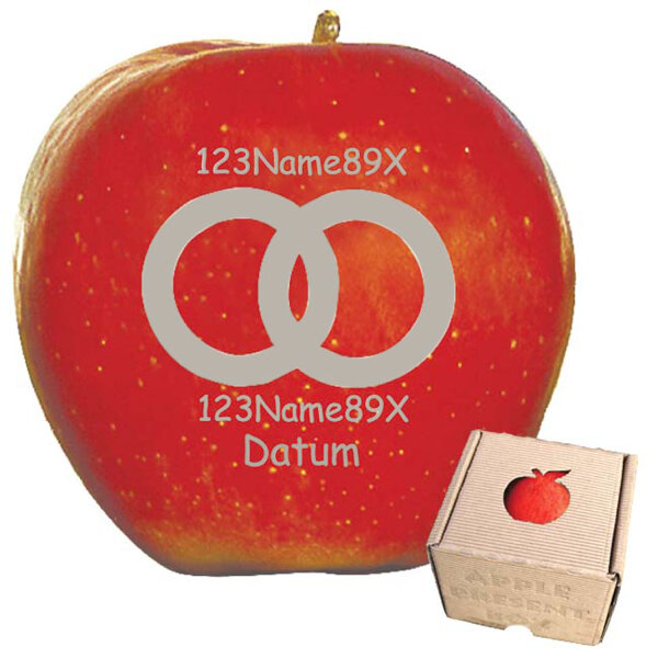 Apfel zwei Ringe mit 2 Freizeilen und Datum