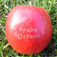 Roter Apfel mit Frohe Ostern Branding|truncate:60