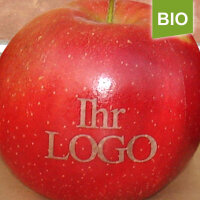 Grosser roter Bio-Logo-Apfel Laser