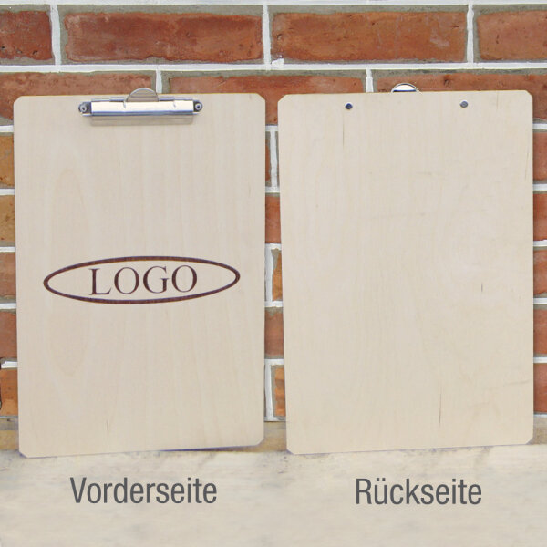 Holz Klemmbrett mit Logo auf Vorderseite / 320x220x3mm