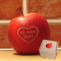Apfel mit Branding Ich liebe Dich im Herz
