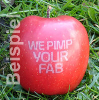 Roter Logo-Apfel! Laser in gelber Vorratsdose