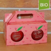 Box mit 2 roten Bio-Äpfeln / Muttertagsbox / Themenmotiv