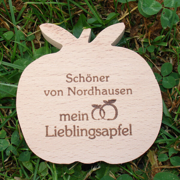 Schöner von Nordhausen mein Lieblingsapfel, dekor. Holzapfel
