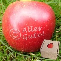 Apfel mit Branding Alles Gute mit Smilie|truncate:60