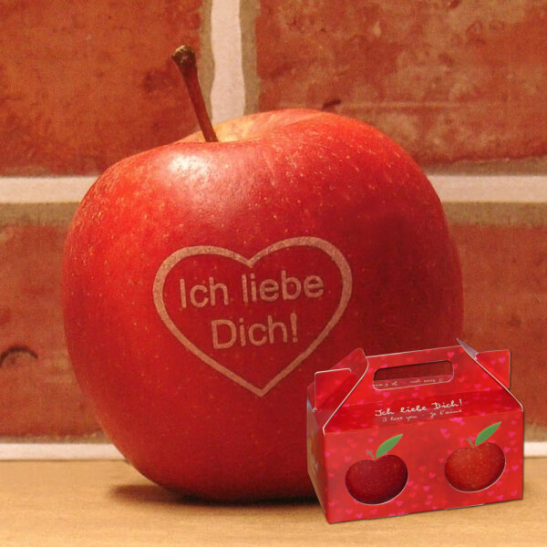 Liebesapfel rot / Ich liebe Dich! im Herz / Ich liebe Dich Box