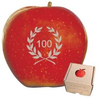 Apfel mit Branding 100 im Lorbeerkranz|truncate:60