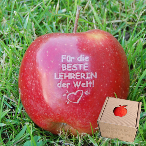 Apfel mit Branding Für die beste Lehrerin der Welt