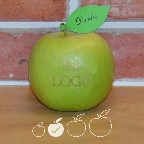 LOGO-Apfel / grün / klein / Blatt Danke