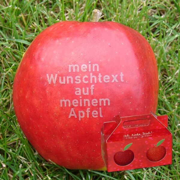 Liebesapfel rot / Wunschtext / Valentinstagsbox