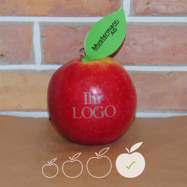 LOGO-Apfel / rot / sehr groß / Blatt indiv. Druck schwarz