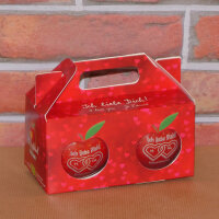 Box mit 2 roten Bio-Äpfeln / Valentinstagsbox / Themenmotiv