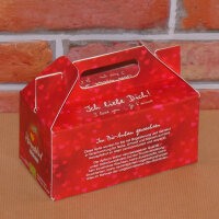 Box mit 2 roten Bio-Äpfeln / Valentinstagsbox / Themenmotiv