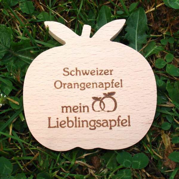Schweizer Orangenapfel mein Lieblingsapfel, dekor. Holzapfel