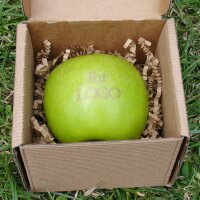 grüner Logo-Apfel Laser in 1er Apple Present Box...