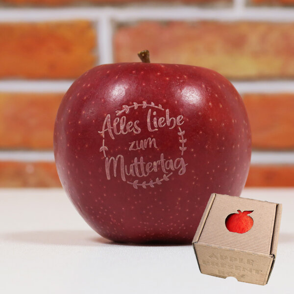 Apfel mit Branding Alles Liebe zum Muttertag "Kranz"
