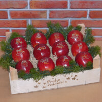 12 Weihnachtsäpfel mit Kiste Frohe Weihnacht