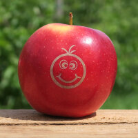 30 rote gelaserte Smilie-Äpfel -Aktionspaket-