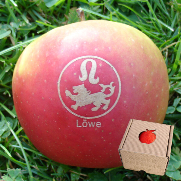 Apfel mit Branding Sternzeichen Löwe