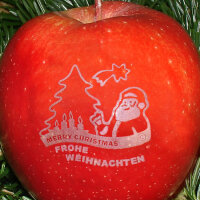 4 Frohe Weihnachten-Äpfel in Apple Tray verpackt