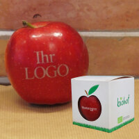 LOGO-Apfel rot in Box / Biohof-Box neutral