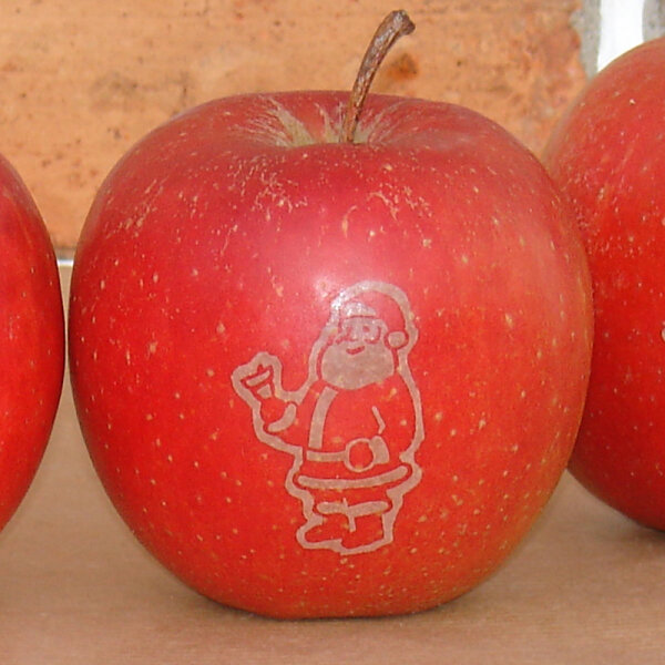 Rote Weihnachtsäpfel mit Motiv / Weihnachtsmann