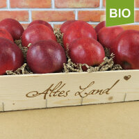 Altes Land Kiste rote Bio-Äpfel mit Apfelchips