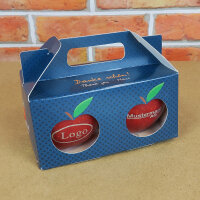 Box mit 2 roten Bio-Äpfeln / Danke schön! Box / Äpfel mit 2 Logomotiven