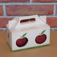 Box mit 2 roten Bio-Äpfeln / Herzapfelhof Box / Äpfel mit 1 Logomotiv